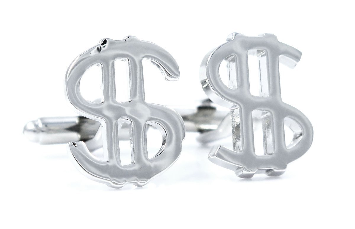 Srebrne spinki do mankietów - znak dolara U24