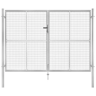 Brama ogrodowa, galwanizowana stal, 306x225 cm, srebrna - Ogrodzenia - miniaturka - grafika 1