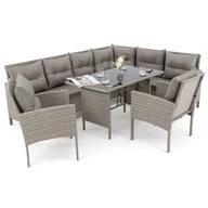 Meble ogrodowe - Zestaw mebli ogrodowych dla 9 osób PARIS BIG Technorattan Mould Poduszki szare 01 - miniaturka - grafika 1