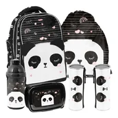 Bidony dla dzieci - Zestaw Szkolny 5-Elementowy Panda Paso Plecak Worek Piórnik Śniadaniówka Bidon - miniaturka - grafika 1