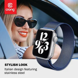 Crong Milano Steel – Pasek ze stali nierdzewnej do Apple Watch 38/40/41 mm (granatowy) - Akcesoria do smartwatchy - miniaturka - grafika 8