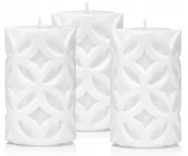 Świece - 3 ŚWIECE dekoracyjne WALEC KOŁA 11cm kolor BIAŁY - miniaturka - grafika 1