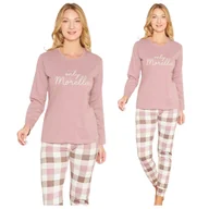 Piżamy damskie - PIŻAMA DAMSKA BAWEŁNIANA MORELLA DŁUGI RĘKAW DŁUGIE SPODNIE KRATKA BAWEŁNA ELEGANCKA KOBIECA WYGODNA L - miniaturka - grafika 1