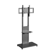 Uchwyty do telewizora - Mobilny stojak na telewizor z regulacją wysokości w zakresie 130-160 cm, obsługuje telewizory 32"-65", czarny - miniaturka - grafika 1