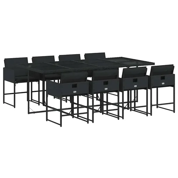 Zestaw mebli ogrodowych Rattan PE 8 krzeseł + stół 220x106 czarny