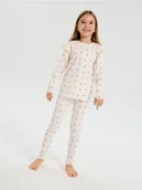 Piżamy dla dziewczynek - Sinsay - Prążkowana piżama dwuczęściowa w serca - kremowy - miniaturka - grafika 1