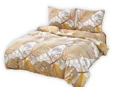 Pościel - Pościel Polarowa 200X220 Welur Biała Złota Szara Duże Liście - miniaturka - grafika 1