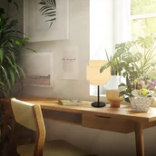 Lampy stojące - Briloner Lampa stołowa Papper, kolor naturalny, rafia, wysokość 50 cm - miniaturka - grafika 1