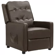 Fotele - shumee Rozkładany fotel błyszczący brązowy sztuczna skóra - miniaturka - grafika 1