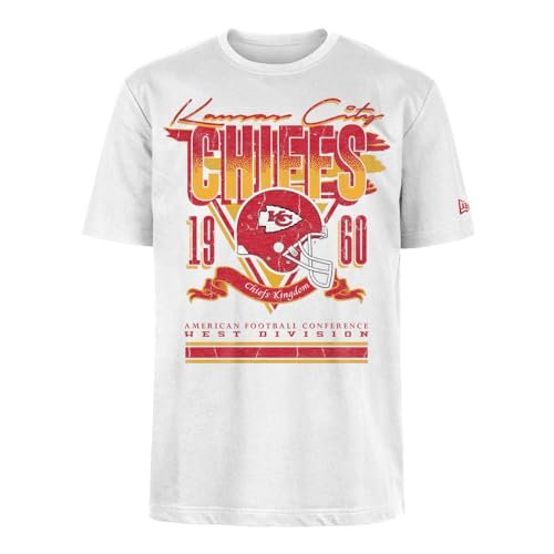 KANSAS CITY CHIEFS Czapka New Era NFL oversize T-shirt z nadrukiem sitodruku postarzana grafika zespołu biała unisex