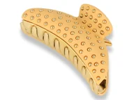 Ozdoby do włosów - Orientana, Klamra spinka do włosów podwójna beżowa ze złotymi ćwiekami - miniaturka - grafika 1