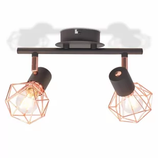 vidaXL Lampa sufitowa z 2 żarówkami E14, czarno-miedziana - Lampy sufitowe - miniaturka - grafika 1