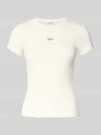 Koszulki i topy damskie - T-shirt z wyhaftowanym logo - miniaturka - grafika 1