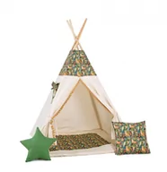 Namioty i tipi dla dzieci - SowkaDesign Namiot tipi dla dzieci, bawełna, okienko, poduszka, dżunglowa kryjówka - miniaturka - grafika 1