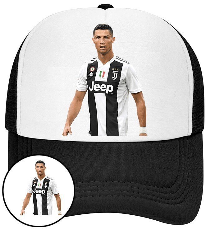 Czapka z Daszkiem Cristiano Ronaldo Czarna z Nadrukiem Siatka Bejsbolówka