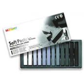 Przybory szkolne - Mungyo Pastele suche szarości MP-12-G 12 szt. - miniaturka - grafika 1