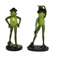 Figurki dekoracyjne - ŚMIESZNA FIGURKA ZIELONA ŻABA W CYLINDRZE 2 WZORY - miniaturka - grafika 1