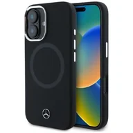 Etui i futerały do telefonów - Etui MERCEDES Silicone Tonal Logo MagSafe do Apple iPhone 16 Czarny - miniaturka - grafika 1