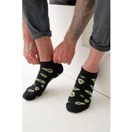 Skarpetki męskie - Stopki męskie bawełniane czarne z grafiką awokado Milena - miniaturka - grafika 1