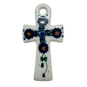 Ozdoby bożonarodzeniowe - Ceramiczny krzyż wiszący Ceramika Bolesławiec - miniaturka - grafika 1