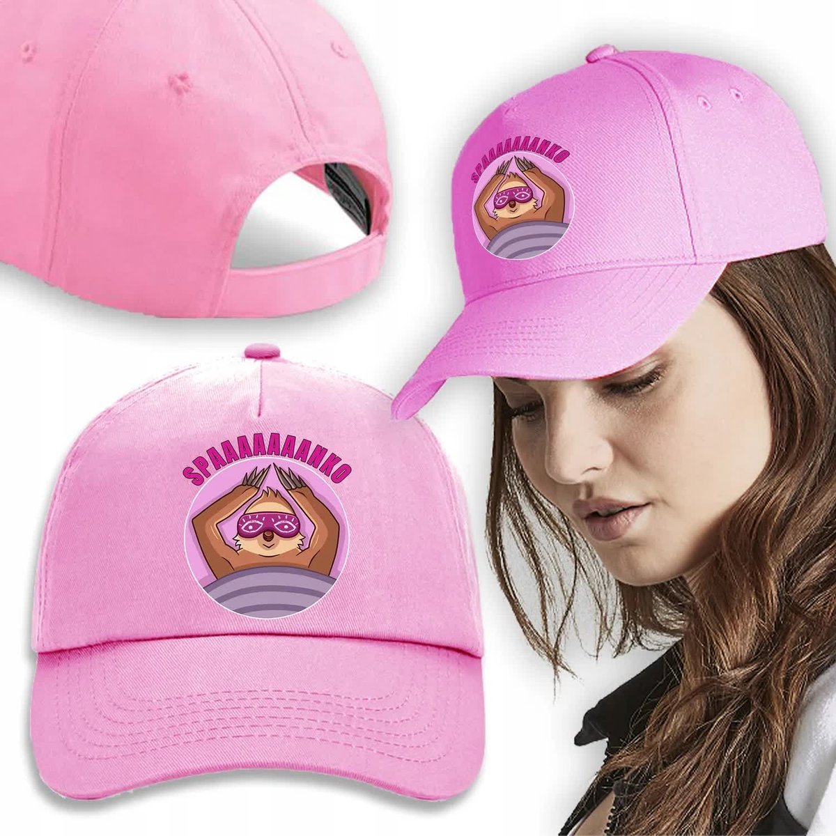 Czapka Daszek Róż Na Wiosnę Leniwiec SPANKO Wzory