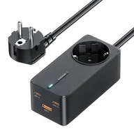 Ładowarki do telefonów - Ładowarka sieciowa Toocki 2xUSB-C + USB + USB DO USB-C, 1.5m, GaN 67W (czarna) - miniaturka - grafika 1