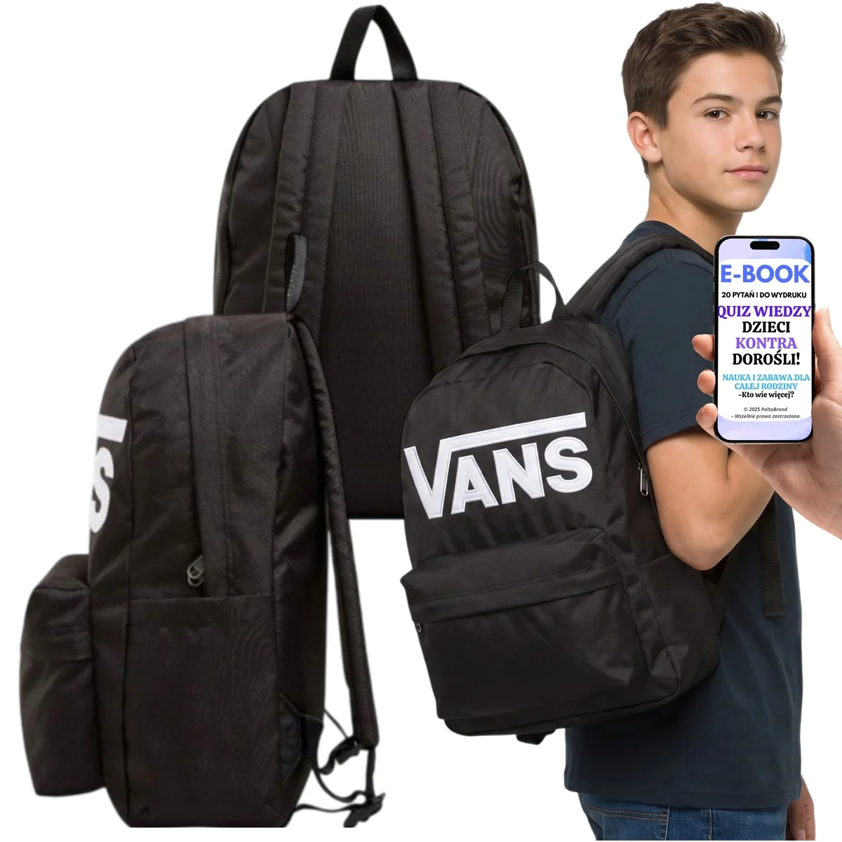 Plecak Vans Old Skool Czarny do Szkoły Pracy i na Studia Uniseks + E-BOOK-2