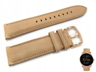 Akcesoria do zegarków - Pasek Fossil FTW2102 skórzany jasny brąz 22 mm klamra różowe złoto - miniaturka - grafika 1