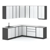 Meble kuchenne - Meble kuchenne narożne modułowe zestaw bella nowoczesny szara biała mat - miniaturka - grafika 1