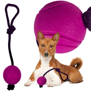 Gryzak Szarpak Dla Psa Zabawka Do Aportowania Gumowa Piłka Sznur Lina - Zabawki dla psów - miniaturka - grafika 1