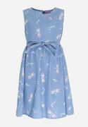 Sukienki i spódniczki dla dziewczynek - Niebieska Sukienka Bawełniana z Wiązanym Paskiem Yalephne - miniaturka - grafika 1