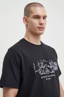 Koszulki męskie - Columbia t-shirt bawełniany męski kolor czarny wzorzysty - grafika 1