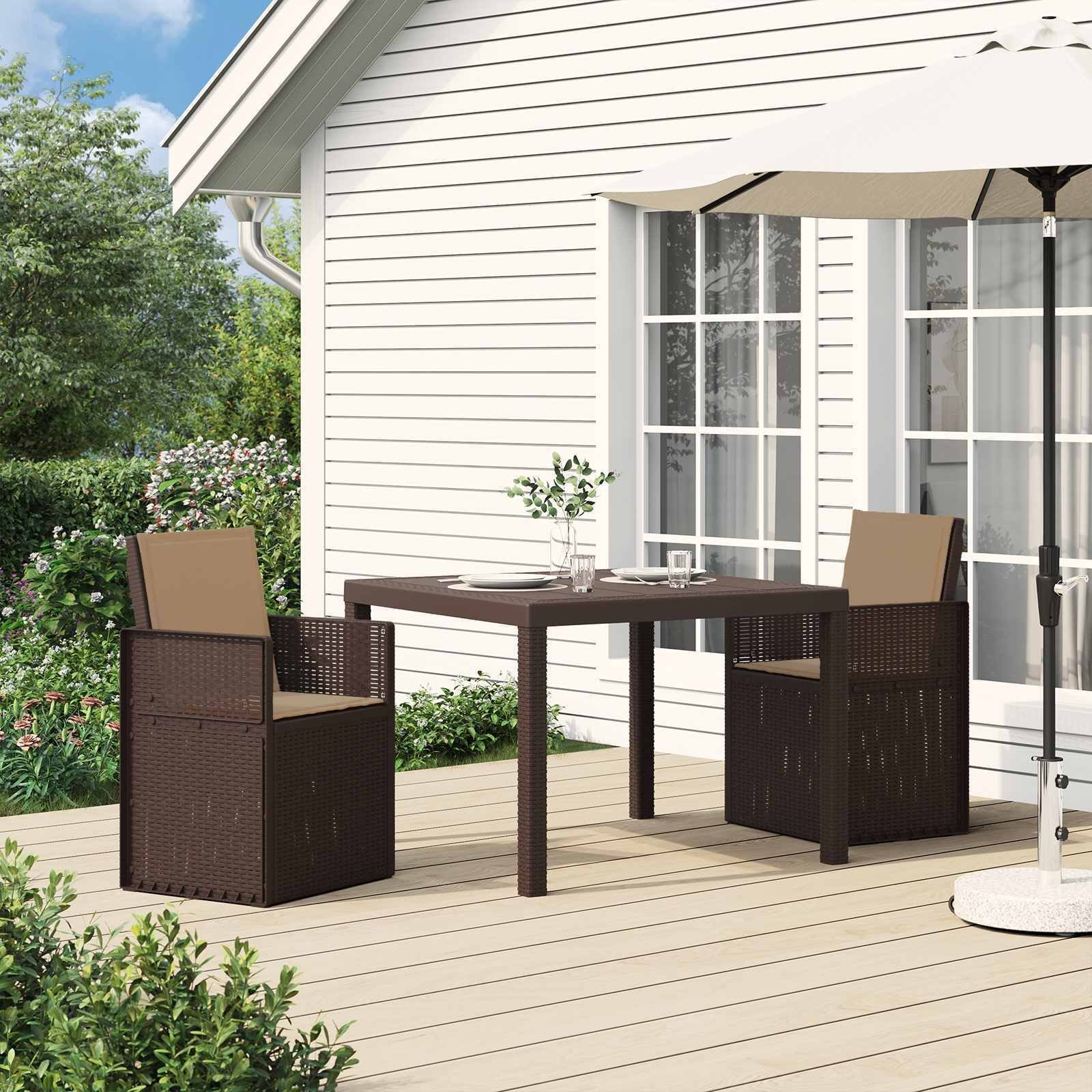 vidaXL Krzesła do ogrodu 2 pcs Brązowy i taupe PP 899995
