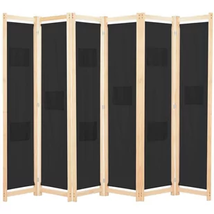 Parawan 6-panelowy, czarny, 240 x 170 x 4 cm, tkanina - Parawany - miniaturka - grafika 1
