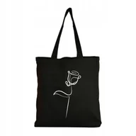 Torby i wózki na zakupy - Eko Torba Bawełniana na ramię Shopper Eco Torebka Zakupy One Line Art Róża - miniaturka - grafika 1