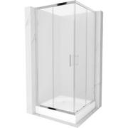 Kabiny prysznicowe - Mexen Rio kabina prysznicowa kwadratowa 90x90 cm, szron, chrom + brodzik Rio, biały - miniaturka - grafika 1