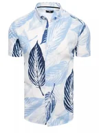 Koszule męskie - Koszula męska z krótkim rękawem biała Dstreet KX1035-M - miniaturka - grafika 1