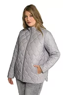 Kurtki damskie - Ulla Popken 803774 Damska kurtka pikowana, stójka, rozcięcia po bokach, jasnoszary melanżowy, 42-44 - miniaturka - grafika 1