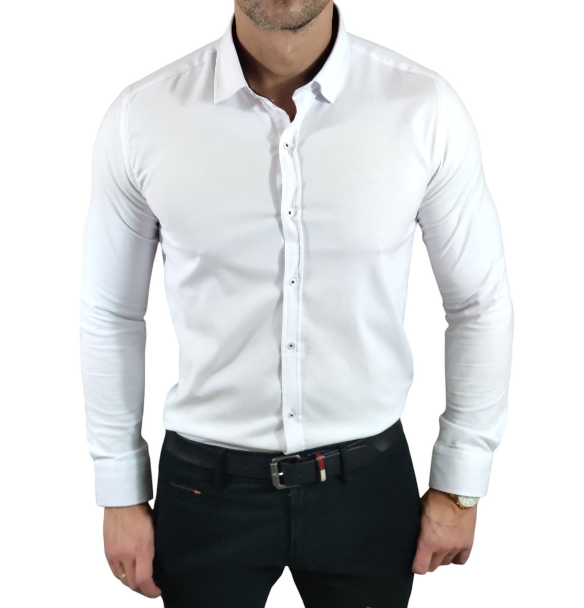 Koszula casualowa slim fit klasyczna oxford biała EGO03 XXL