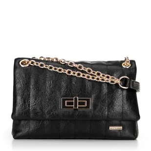 Damska crossbody z ekoskóry dwukomorowa mała czarna - Torebki damskie - miniaturka - grafika 1