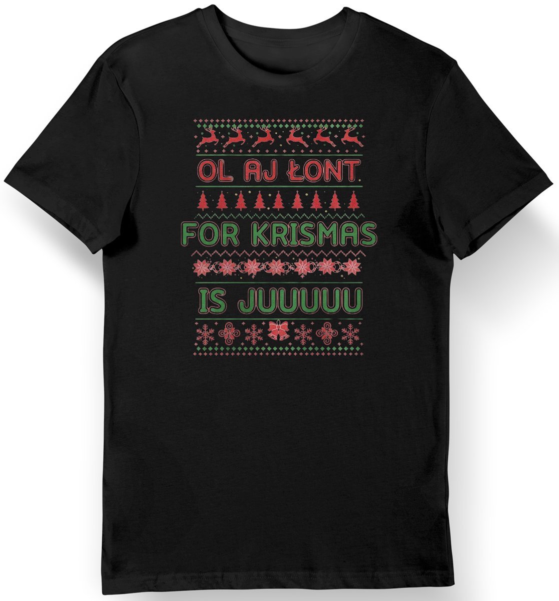 Koszulka męska czarna „Ol aj łont for krismas is juu” na święta 3XL