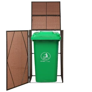 FENIKS vidaXL Polirattanowa osłona na 76x78x120 cm, brązowa vidaXL - Kosze na śmieci - miniaturka - grafika 1