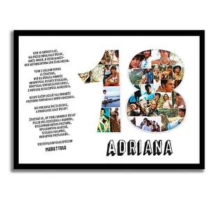 Pomysł na prezent na 18, plakat, kolaż życzenia na 18 urodziny - Obrazy i zdjęcia na płótnie - miniaturka - grafika 1