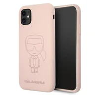 Etui i futerały do telefonów - Karl Lagerfeld Silicone Ikonik Outline - Etui iPhone 11 różowy - miniaturka - grafika 1