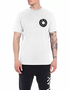 Replay T-shirt męski z krótkim rękawem z nadrukiem, 001 White, L - Koszulki męskie - miniaturka - grafika 1