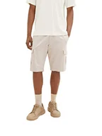 Spodenki damskie - TOM TAILOR Męskie szorty cargo bermudy, 31851 - Desert Fawn White Chambray, 36 - miniaturka - grafika 1