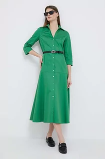 Sukienki - Pennyblack sukienka kolor zielony midi rozkloszowana - grafika 1