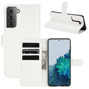 Dla Samsung Galaxy S21 5G Litchi Texture Horizontal Flip Etui ochronne z uchwytem i miejscami na karty oraz portfelem (czarne) - Portfele - miniaturka - grafika 1