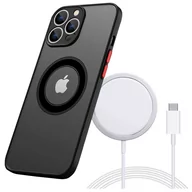 Etui i futerały do telefonów - Etui do Apple iPhone 13 Pro Max obudowa Alogy Hybrid Mag Case do MagSafe z ochroną aparatu matowe czarne + Ładowarka Qi - miniaturka - grafika 1
