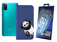 Etui i futerały do telefonów - ETUI Z KLAPKĄ DO SAMSUNG GALAXY M21 NIEBIESKI I WZÓR PANDA +SZKŁO HARTOWANE - miniaturka - grafika 1